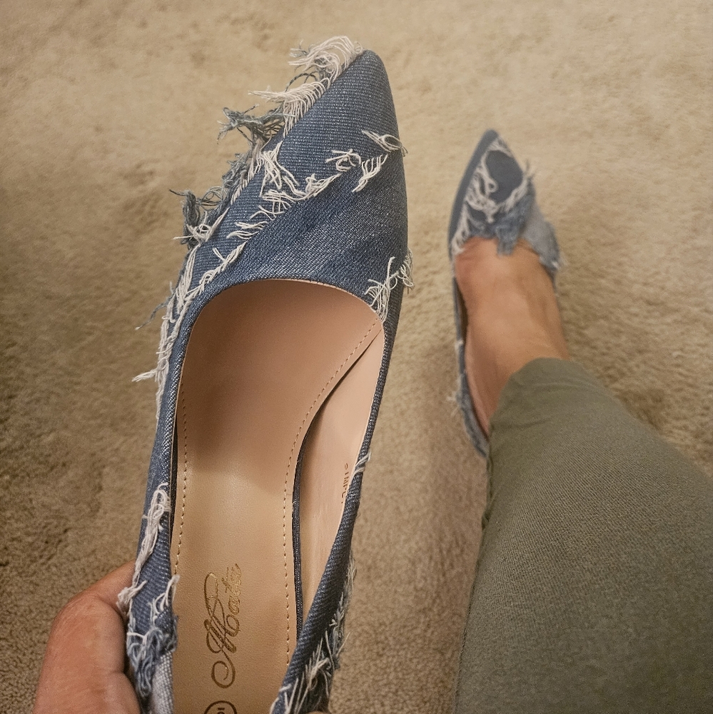 Denim heels